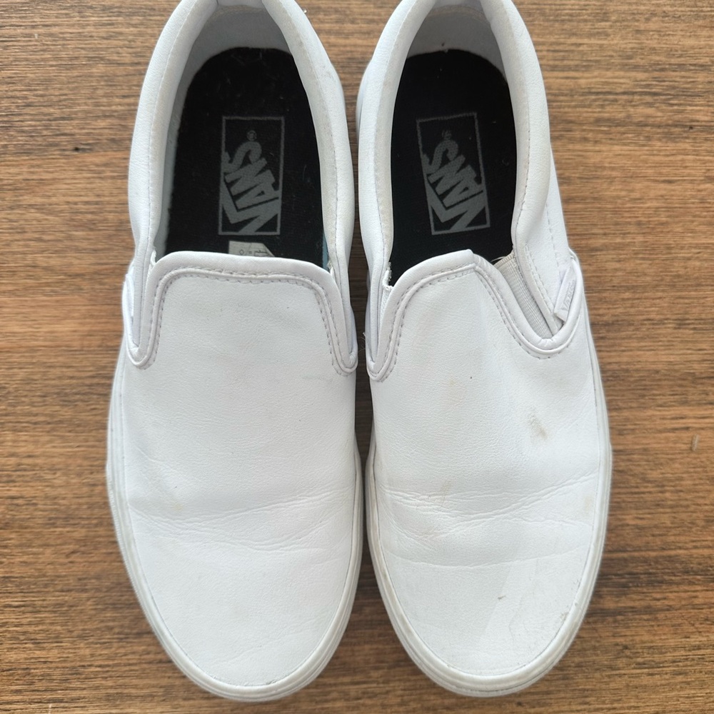 Vans White leather Slip-On Sneakers